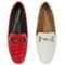 Kit 2 Pares Sapato Feminino Mocassim Donatella Shoes Bico Quadrado Confort Branco Croco e Vermelho - Marca Donatella Shoes