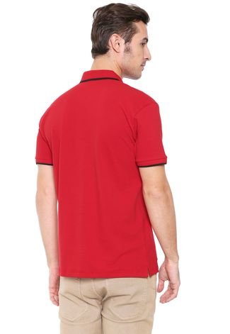 Camisa Polo Colcci Reta Listras Vermelha