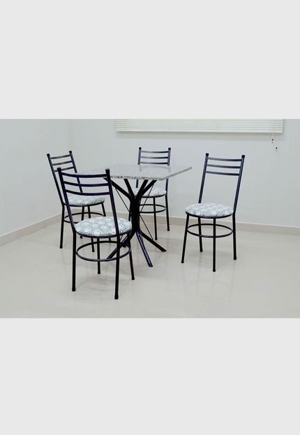 Conjunto Cozinha Sevilha 0,75 com Granito c/4 cadeiras Vitoria AçoMix Cinza - Marca Açomix