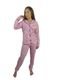 Pijama Feminino Inverno Adulto Americano Longo De Frio Rosa Laço Azul - Marca CIA DA SEDA