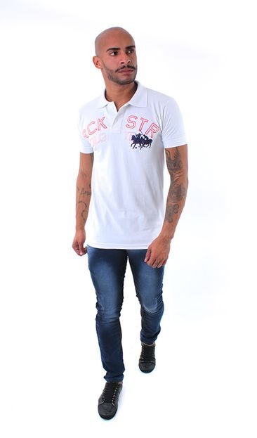 Camisa Polo RockStar Cavalo Jogo Branca - Marca Rockstar