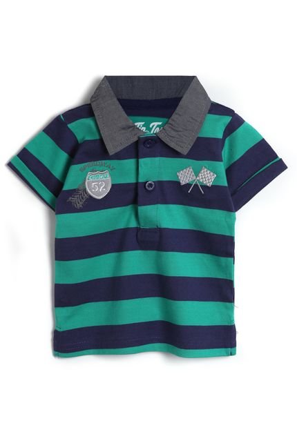 Camiseta Tip Top Menino Listrada Verde/Azul-Marinho - Marca Tip Top