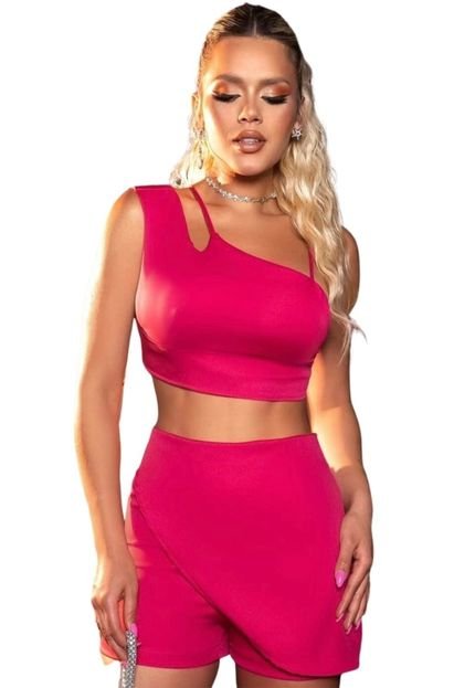 Conjunto Summer Body Feminino Mula Manca Cropped e Shorts Moda Blogueira Pink - Marca Summer Body