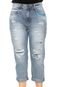 Calça Jeans Triton Boyfriend Cropped Desgastes Azul - Marca Triton