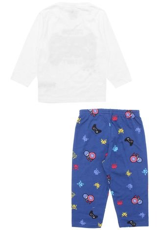 Pijama Kyly Game Branco/Azul
