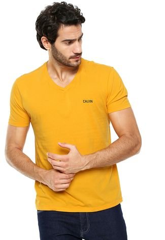 Camiseta Calvin Klein Jeans Logo Amarelo