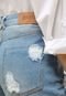 Bermuda Jeans Zinco Reta Destroyed Azul - Marca Zinco