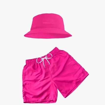 Kit Short Polo State Mauricinho com Chapeu Pink - Marca Polo State