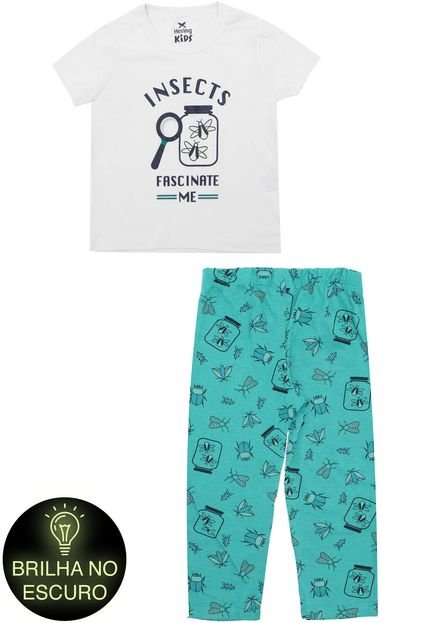 Pijama Hering Kids Brilha No Escuro Branco/Verde - Marca Hering Kids