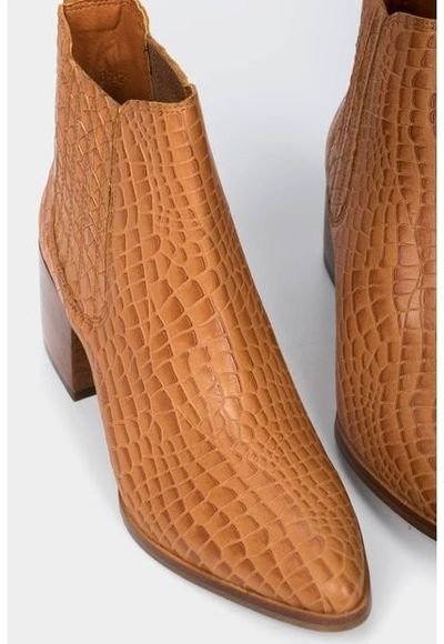 Botines Tac n De Cuero Para Mujer Textura Serpiente Compra Ahora