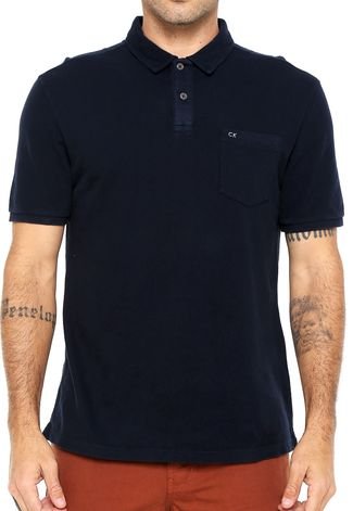 Camisa Polo Calvin Klein Logo Azul-marinho