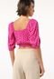 Blusa Cropped Forever 21 Mangas Bufantes Poá Pink - Marca Forever 21