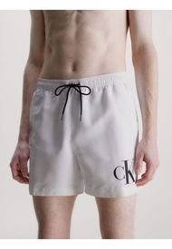 Bañador De Largo Medio Con Cordón Ck Monogram Hombre Blanco Calvin Klein