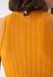 Vestido Canelado Colcci Midi Fenda Amarelo - Marca Colcci
