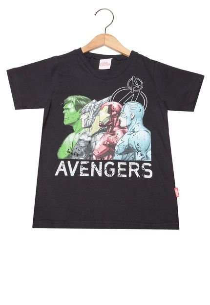 Camiseta Manga Curta Brandili Infantil Avengers Preta - Marca Brandili