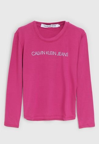 Blusa Calvin Klein Kids Infantil Logo Rosa