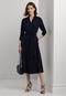 Vestido Lauren Ralph Lauren Midi Liso Azul-Marinho - Marca Lauren Ralph Lauren