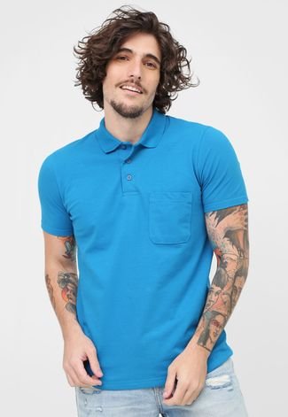 Camisa Polo Malwee Reta Bolso Azul