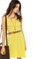 Vestido FiveBlu Viscolycra Cavado Com Cinto Amarelo - Marca FiveBlu