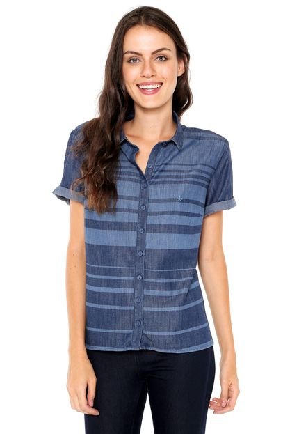 Camisa Jeans Dudalina Bordado Azul - Marca Dudalina