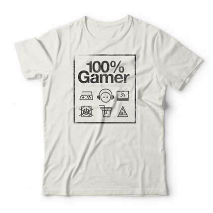 Camiseta Gamer Care Label - Off White - Marca Studio Geek 