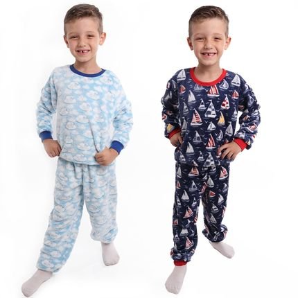 KIT 2 Pijamas SOFT de Inverno Infantil Meninos Multicolorido - Marca CFAstore