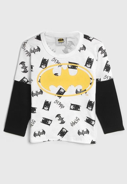 Camiseta Batman Infantil Recorte Branco/Preto - Marca Batman