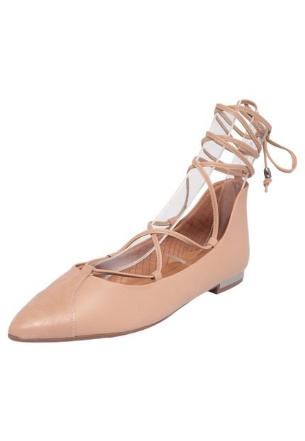 Sapatilha Piccadilly Bico Fino lace up Bege - Marca Piccadilly