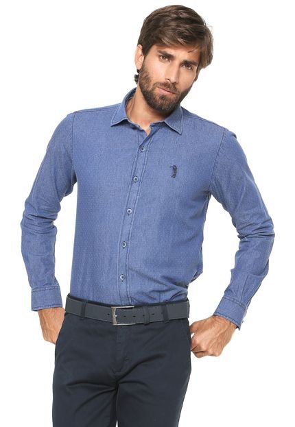 Camisa Jeans Aleatory Reta Padronagem Azul - Marca Aleatory