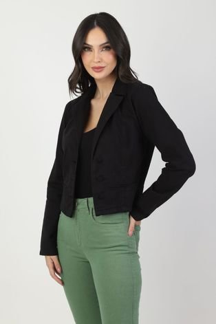 Blazer Sarja Cropped Preto M Gazzy