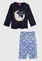 Pijama Tricae Longo Infantil Sleep Azul-Marinho/Azul - Marca Tricae