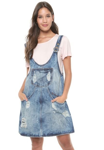 Vestido Salopete Jeans My Favorite Thing(s) Destroyed Azul - Marca My Favorite Things