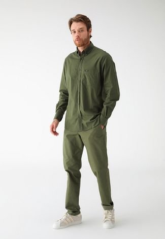 Camisa Wrangler Reta Tricoline Verde