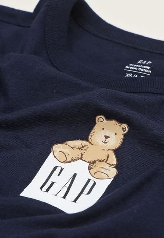 Camiseta Infantil GAP Bear Azul-Marinho