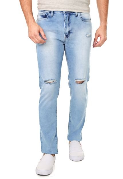 Calça Jeans Aeropostale Slim Destroyed Azul - Marca Aeropostale