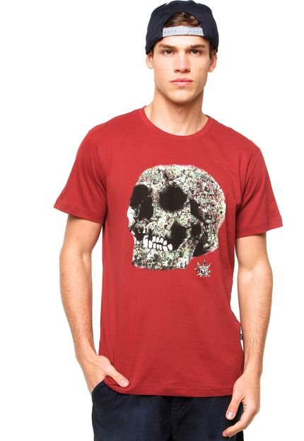 Camiseta Manga Curta New Skate Bud Skull Vermelha - Marca New Skate