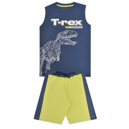 Conjunto Regata Infantil Masculino Marinho T-Rex - Marca Tiktak Kids
