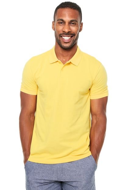 Camisa Polo Hering Regular Botões Amarela - Marca Hering