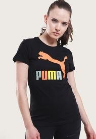Polera Puma Classic Multicolor Logo Tee Negro - Calce Regular