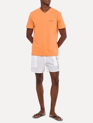 Camiseta Calvin Klein Swimwear Masculina C-Neck Logo Preta - Compre Agora