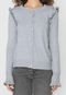 Cardigan Tricot Facinelli by MOONCITY Babados Cinza - Marca Facinelli