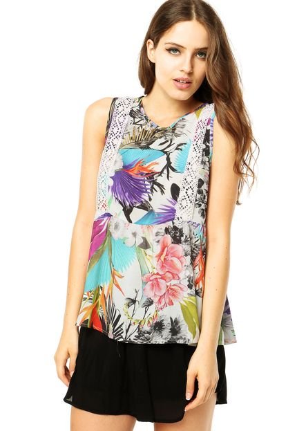 Blusa Sommer Classica Flores Branca - Marca Sommer
