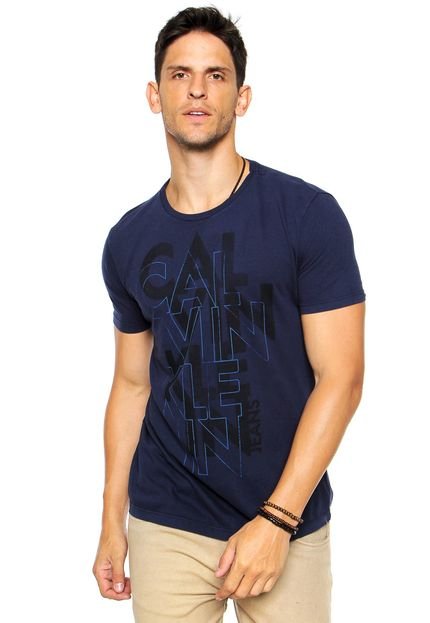 Camiseta Calvin Klein Jeans Estampada Azul-Marinho - Marca Calvin Klein Jeans