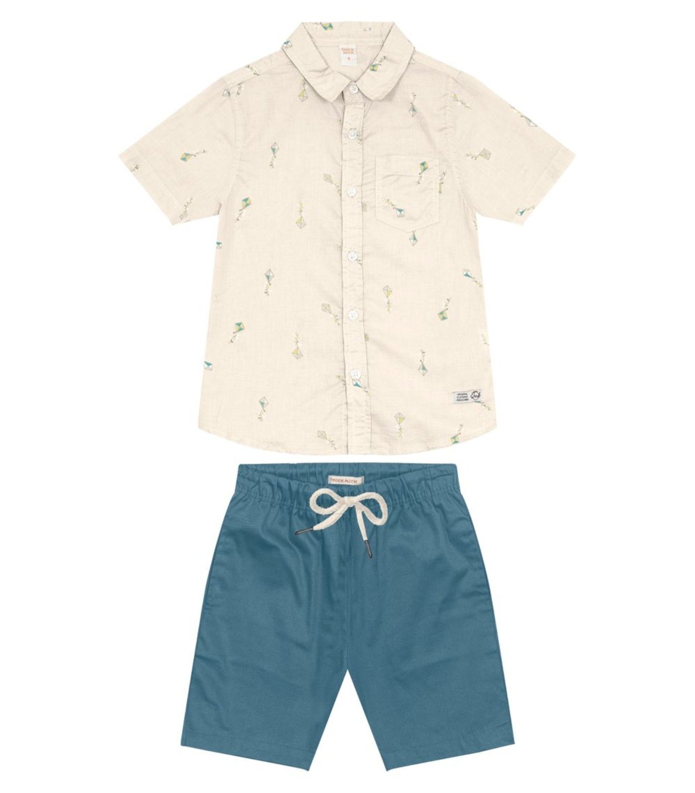 Conjunto Infantil Camisa Com Bermuda Trick Nick Bege - Marca Trick Nick