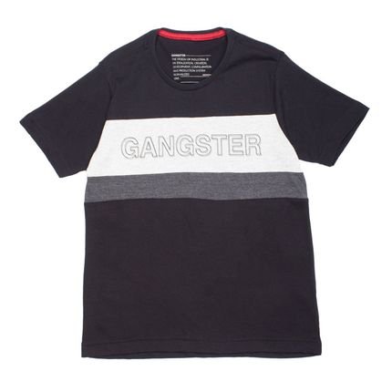 Camiseta Juvenil Gangster com Recortes Preto - Marca Gangster