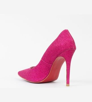 Scarpin Salto Fino 12cm Glitter Pink CBK  Rosa