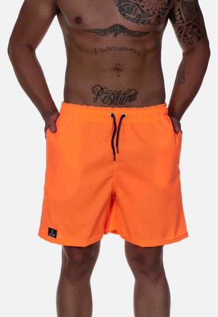 Bermuda Tectel Short Ajustavel Moda Praia Selten Laranja - Marca Selten