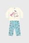 Pijama Fakini Longo Infantil Unicórnio Off-White/Azul - Marca Fakini