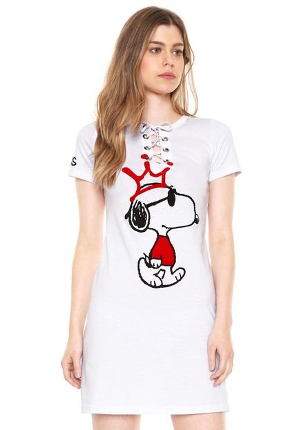 Vestido Snoopy Curto Lace Up Branco - Marca Snoopy