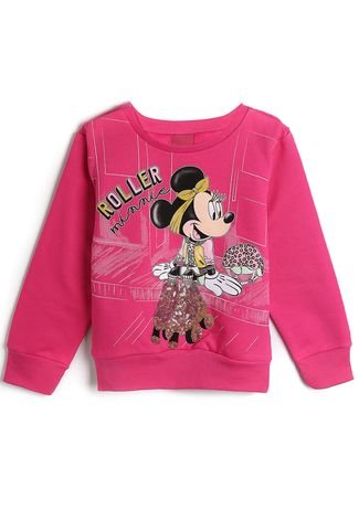Blusa Disney Infantil Roller Minnie Rosa